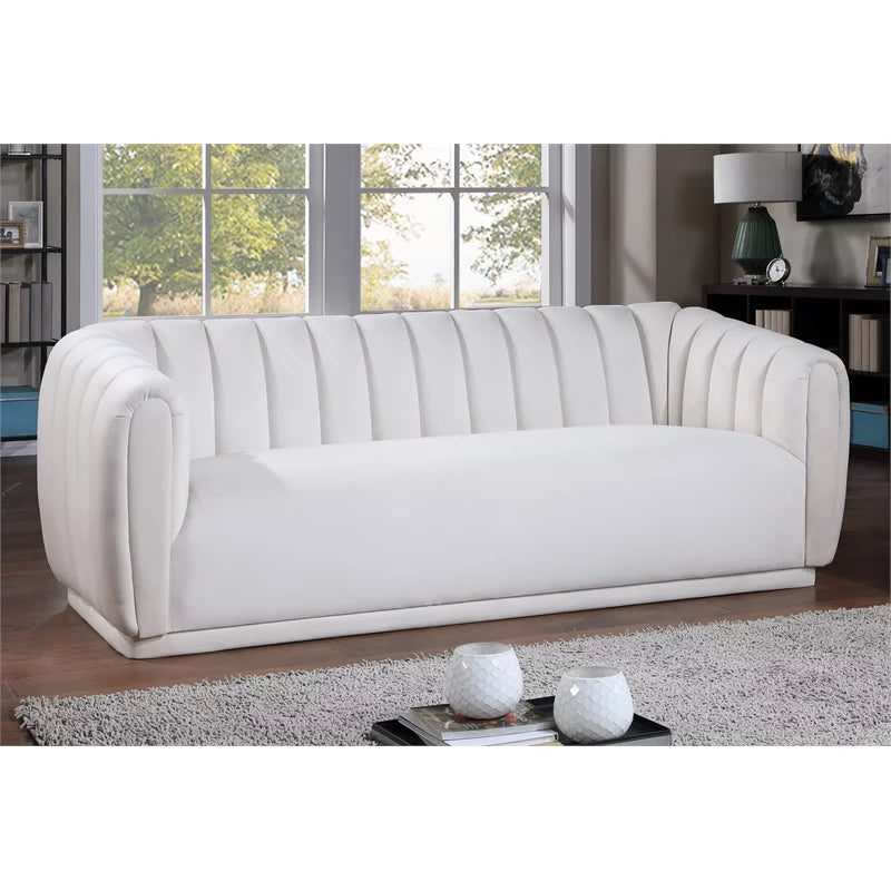 Cream Velvet Wood Sofa V20012