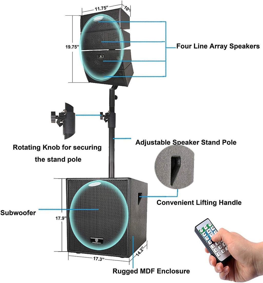 Powered PA Speaker System Combo Set with Subwoofers and Line Array Speakers S981757