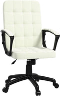 Cream White Fabric Office Chair with Arms R27969