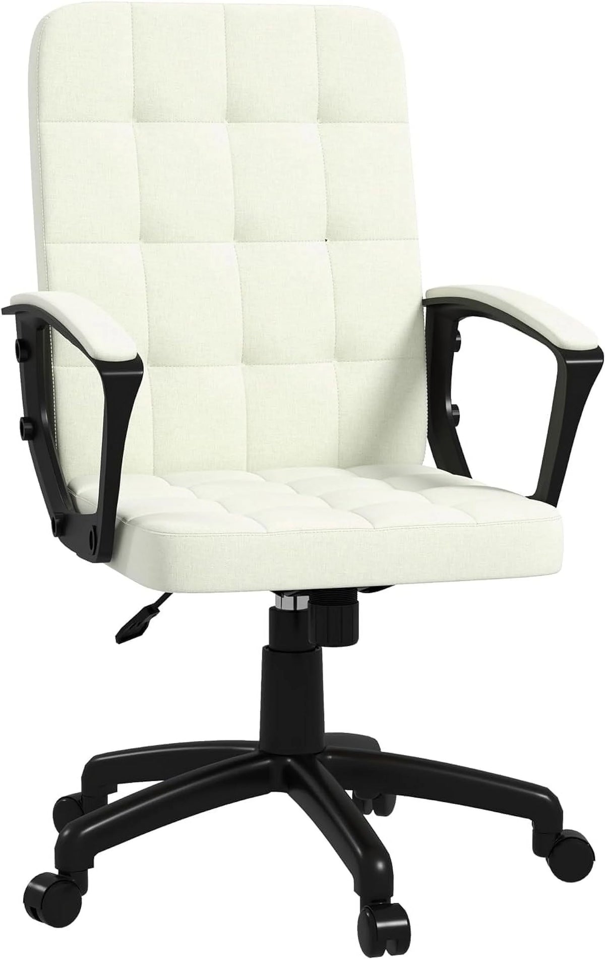 Cream White Fabric Office Chair with Arms R27969