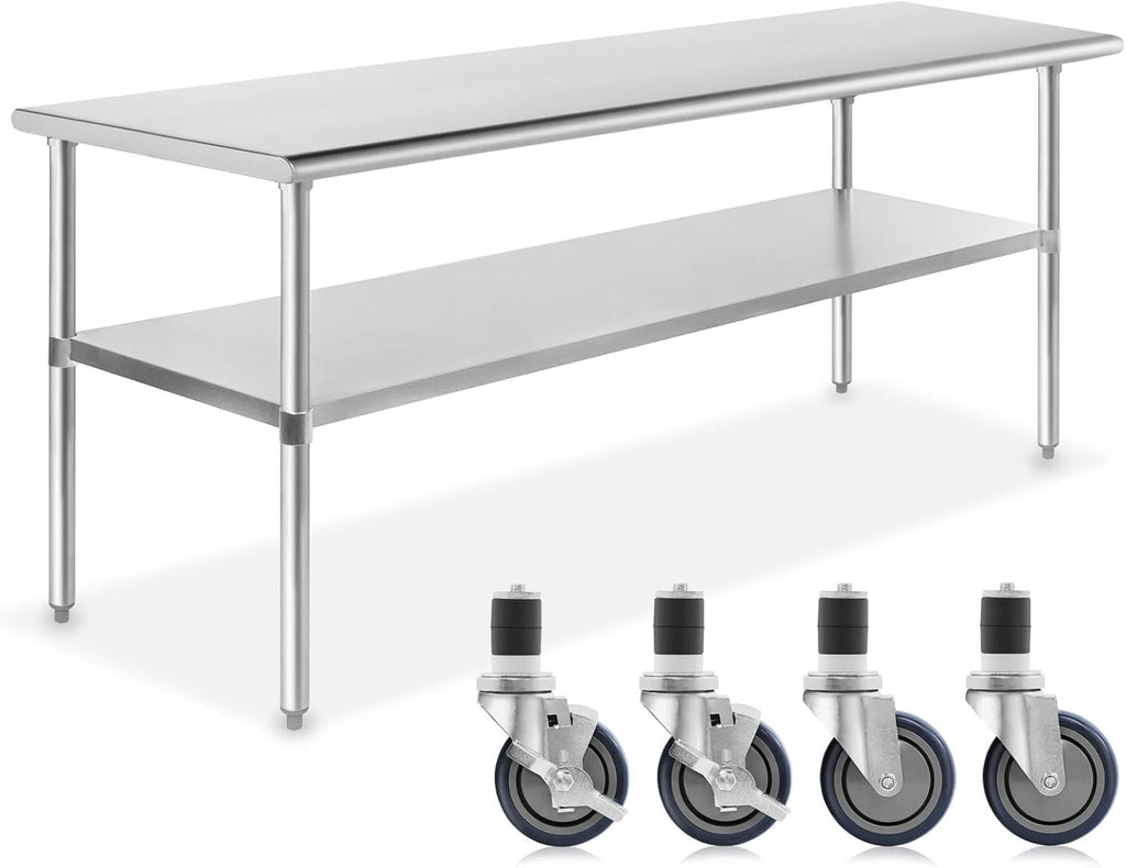 Stainless Steel Commercial Work Table with 4 Casters 48 in. x 24 in. D1135