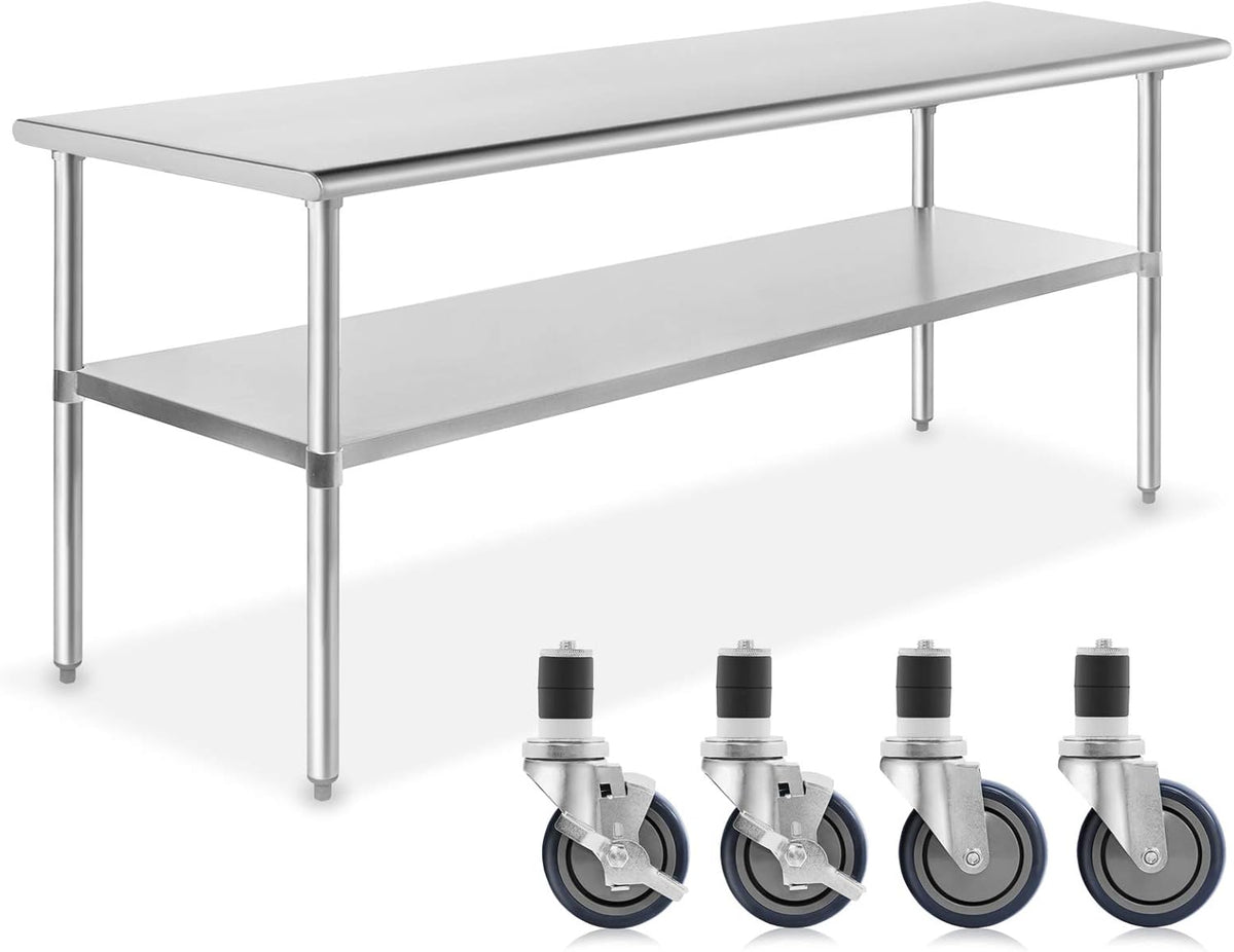 Stainless Steel Commercial Work Table with 4 Casters 48 in. x 24 in. D1135