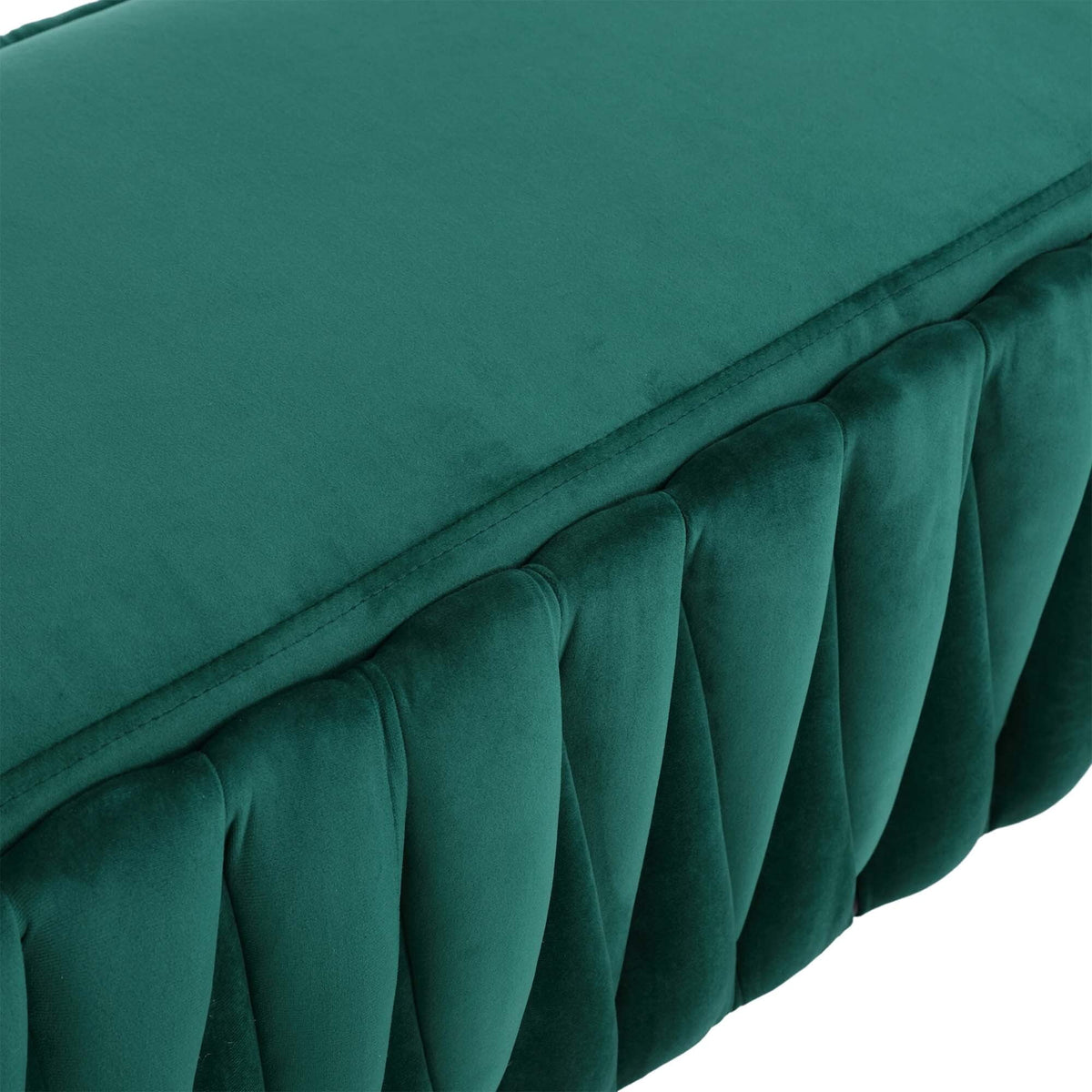 Green Velvet Storage Ottoman Bench with Handles G466546