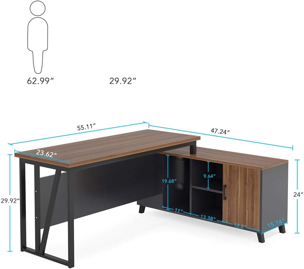L-Shaped Desk with File Cabinet Storage M271