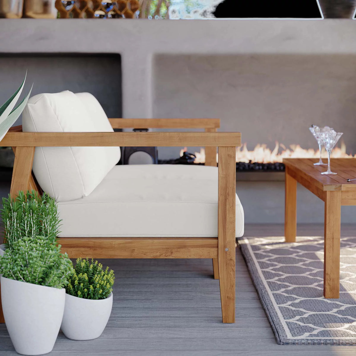 Teak Wood 2-Seater Loveseat B880568
