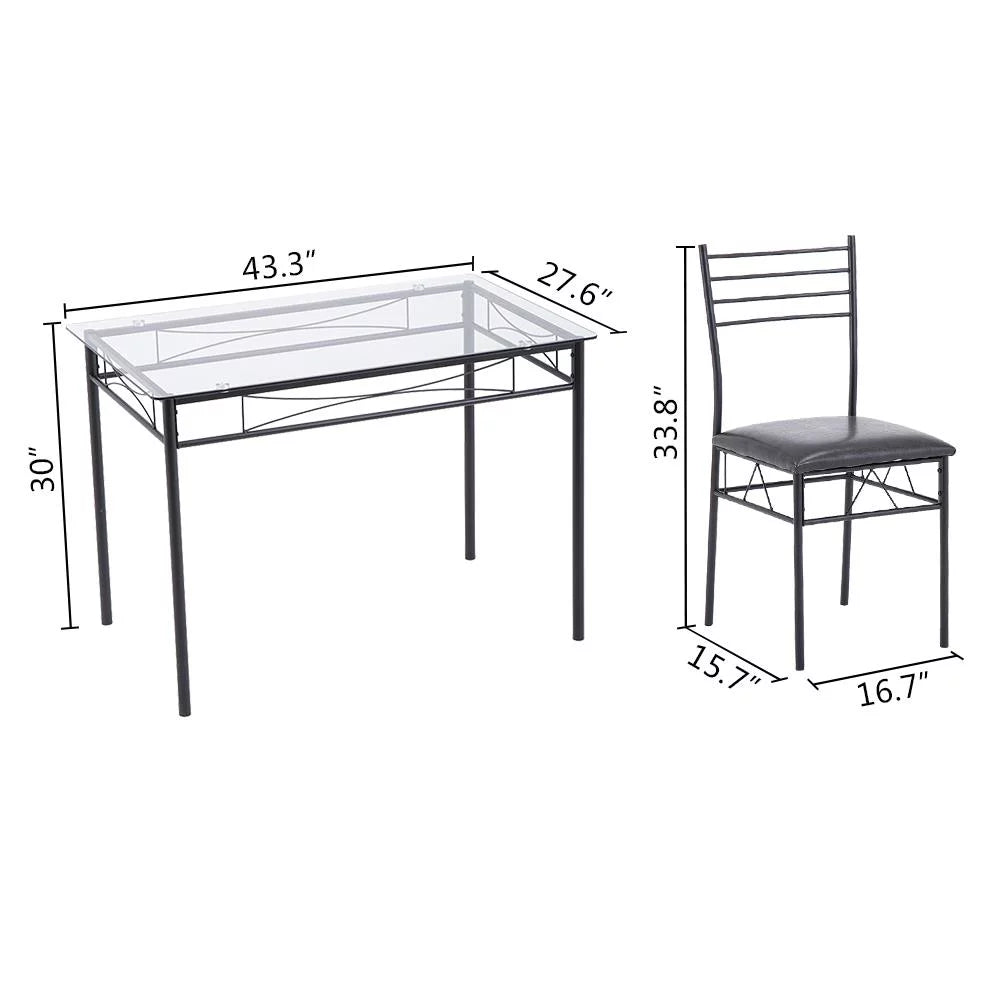 5 PC Glass Top Dining Set with 4 Chairs R737144
