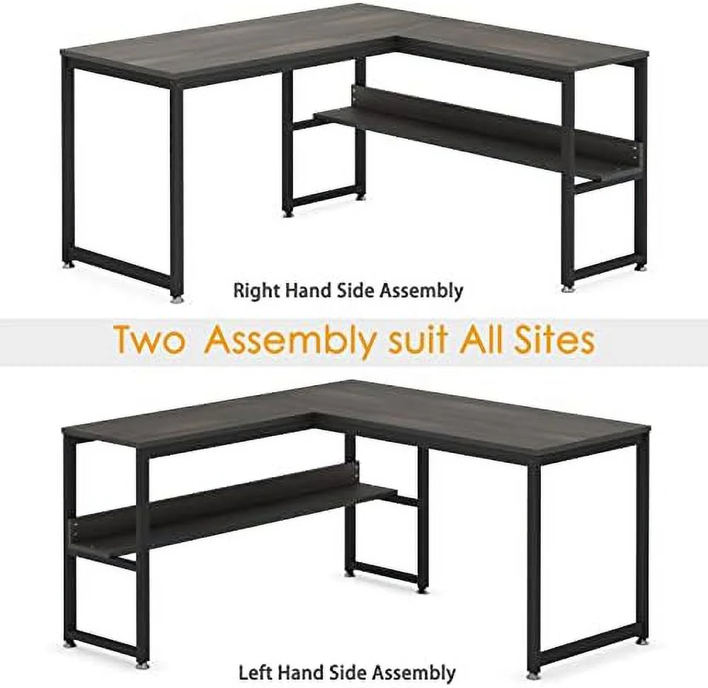 L Shaped Desk 55 inch with Shelves S96108