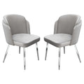 Grey Velvet Dining Chairs with Chrome Legs, Pack of 2 E443005