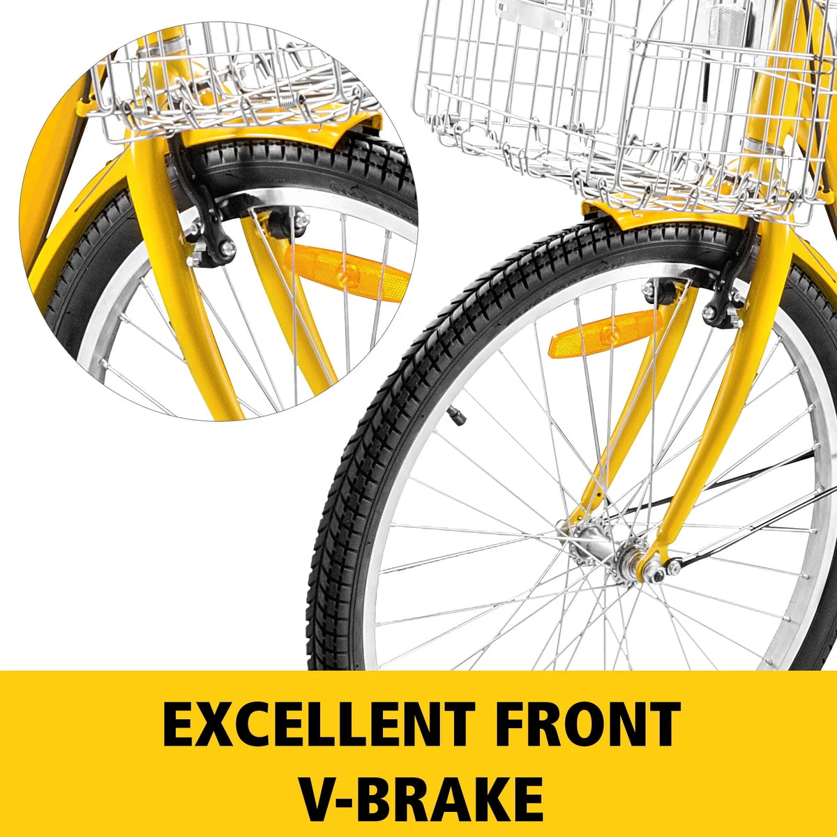 24 Adult Tricycle 7-Speed Three Wheel Bike with Basket T1397