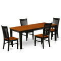 Black 5 Piece Wood Dining Table Set with 4 Chairs N1185