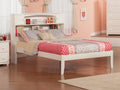 White Solid Wood Platform Bed with Storage Headboard Y8297