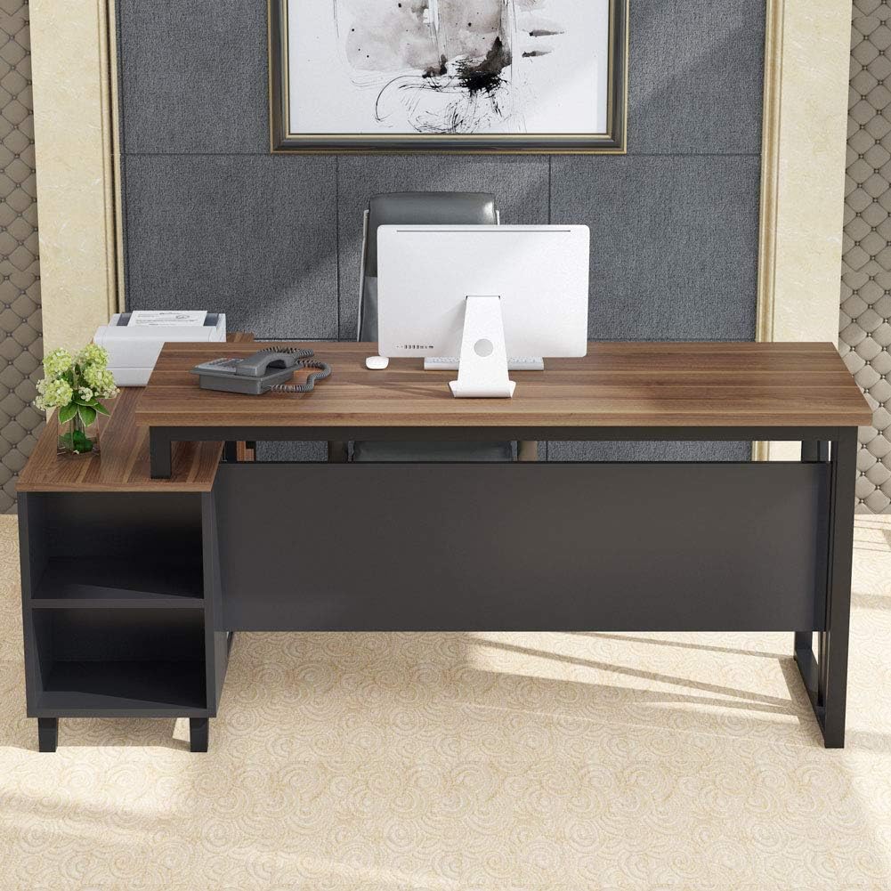 L-Shaped Desk with File Cabinet Storage M271