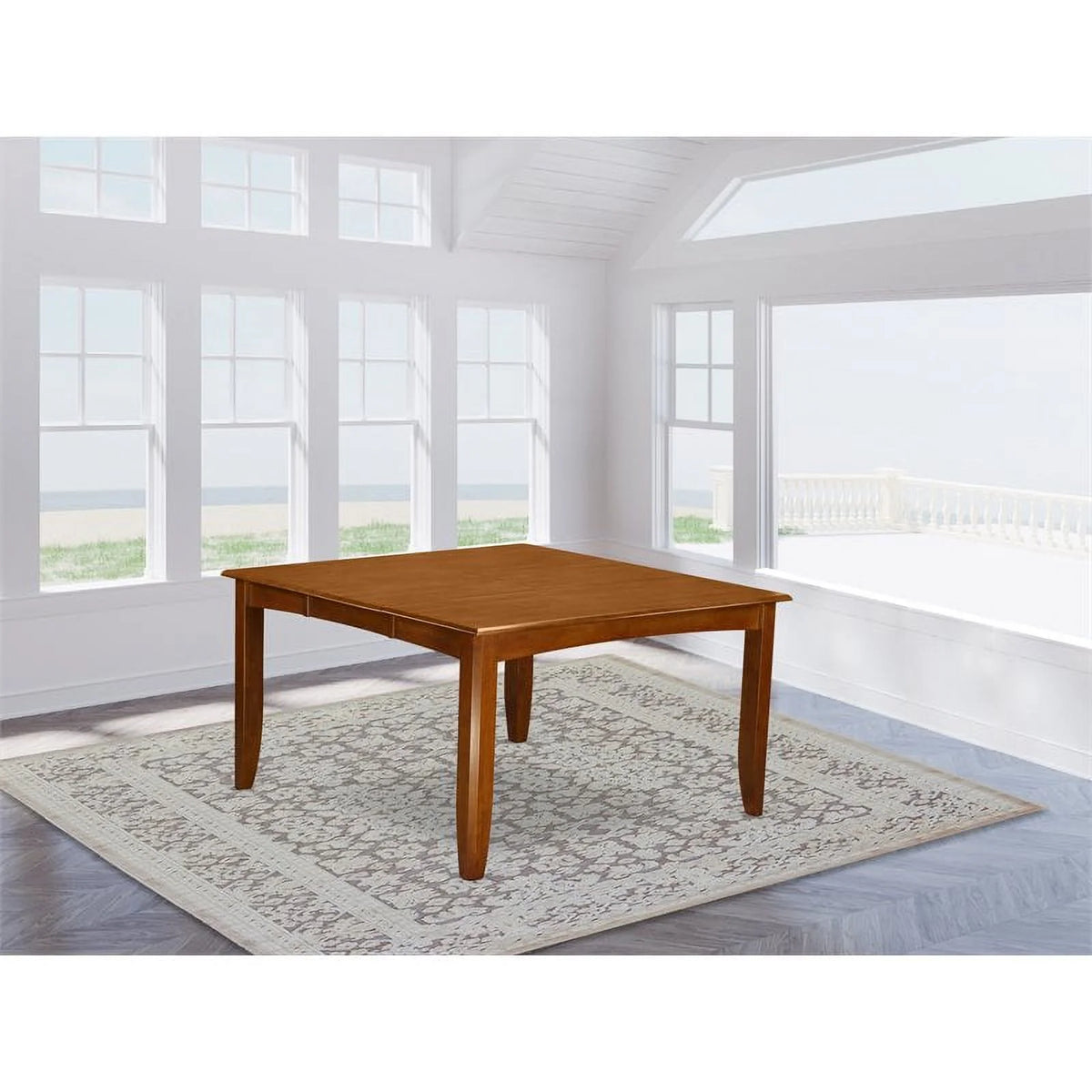Modern Square Wood Dining Table in Saddle Brown M660356