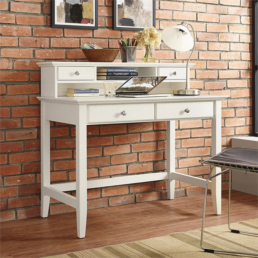 White Writing Desk with Hutch L850