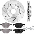 Front 278mm 5 Lug 2 Rotors Ceramic Brake Pads and Clips E57384