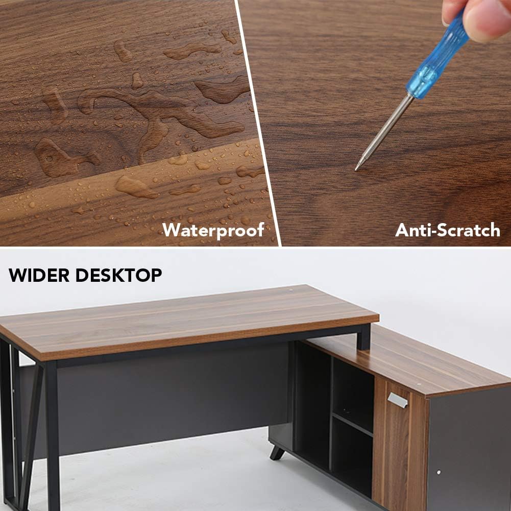 L-Shaped Desk with File Cabinet Storage M271