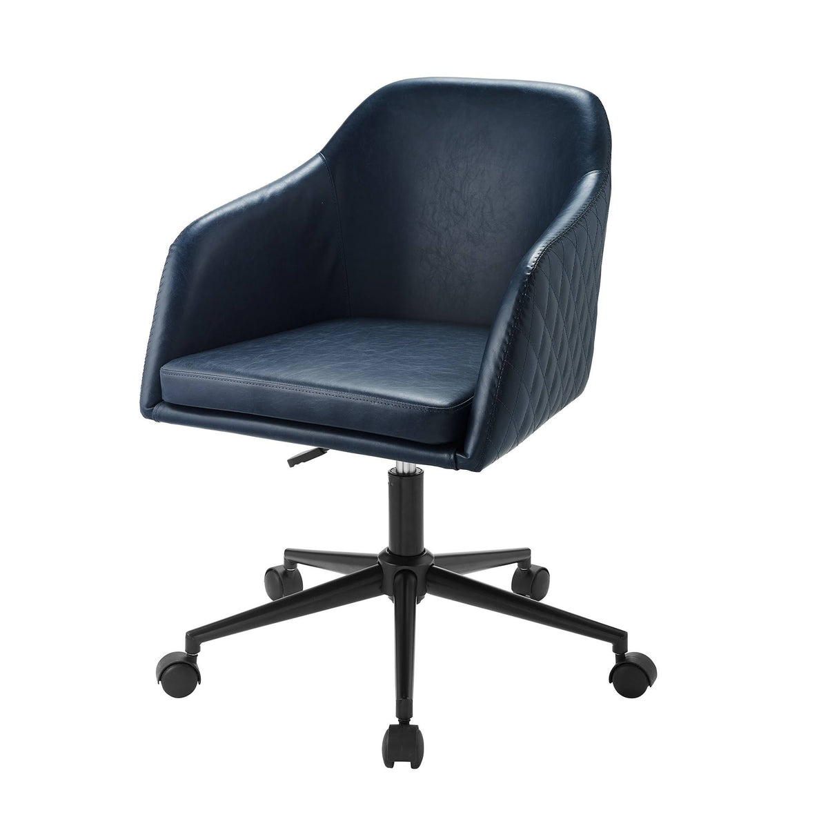 Navy Quilted Upholstered Swivel Task Chair S45499