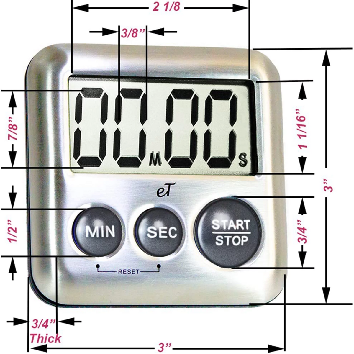 Stainless Steel Digital Kitchen Timer 6 Pack M351