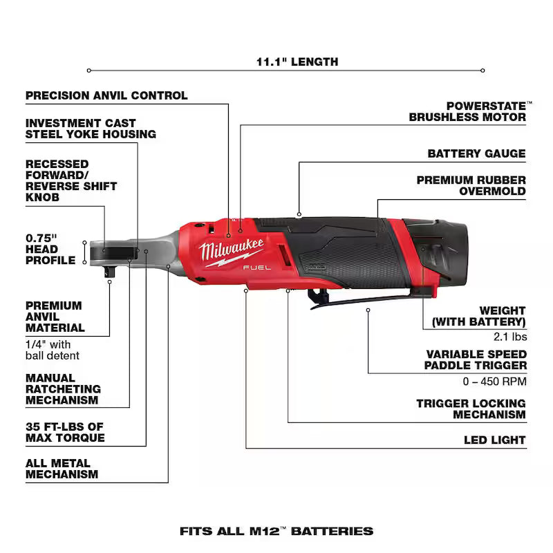12V Lithium-Ion Brushless Cordless 1/4 in. Ratchet Kit with Compact Inflator S5893
