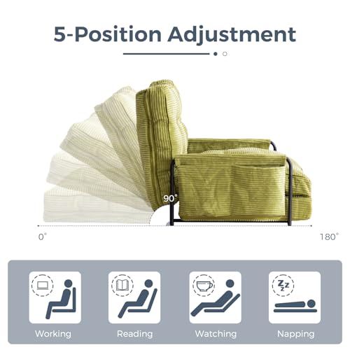 Beige Adjustable Floor Sofa with 2 Pillows N79280