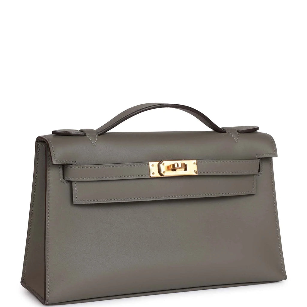 Kelly Pochette Gris Meyer Swift Gold Hardware B954