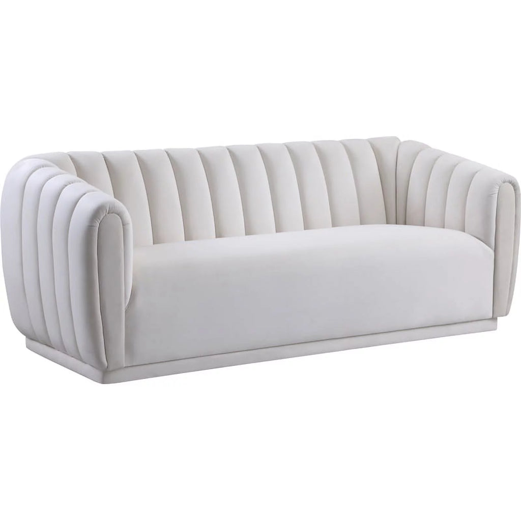 Cream Velvet Wood Sofa V20012