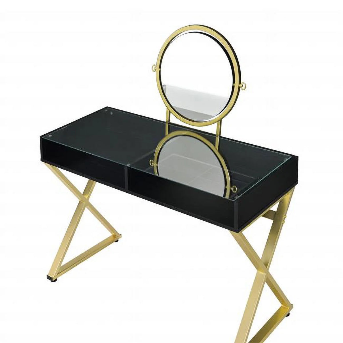 Black & Gold Mirrored Dresser M3157