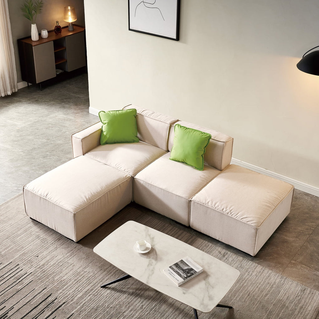 Beige 4 Seat Modular Fabric Sofa I564