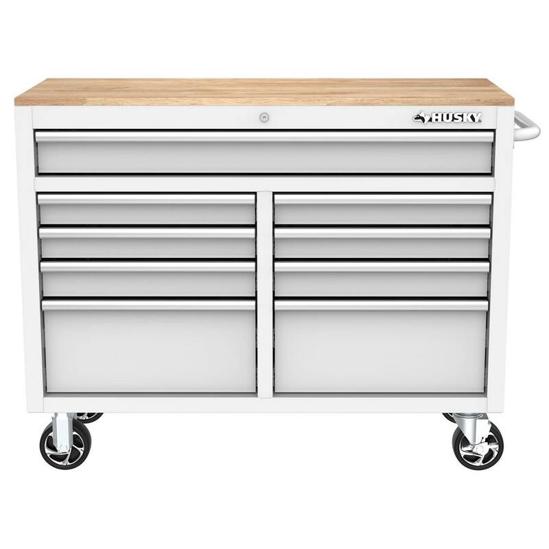 46 in. Gloss White Mobile Workbench Cabinet Y503