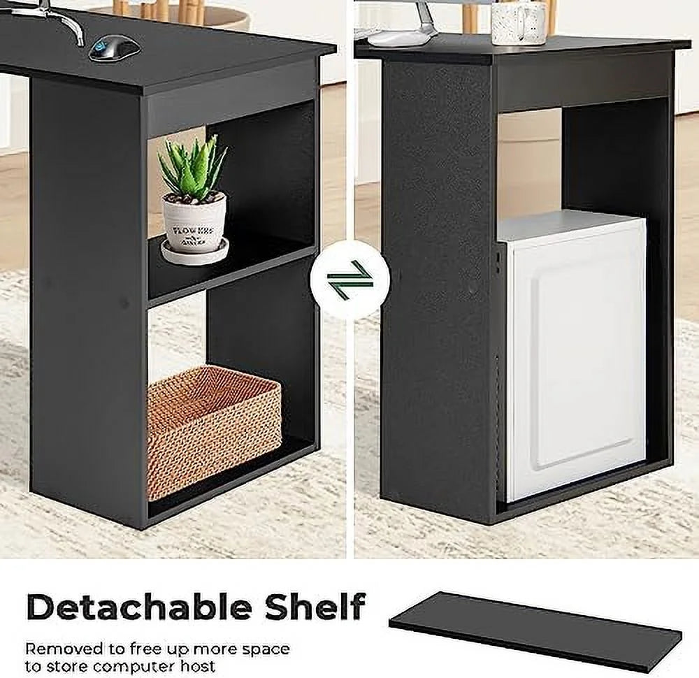 48 Inch Computer Desk with Bookshelf and CPU Stand P51053