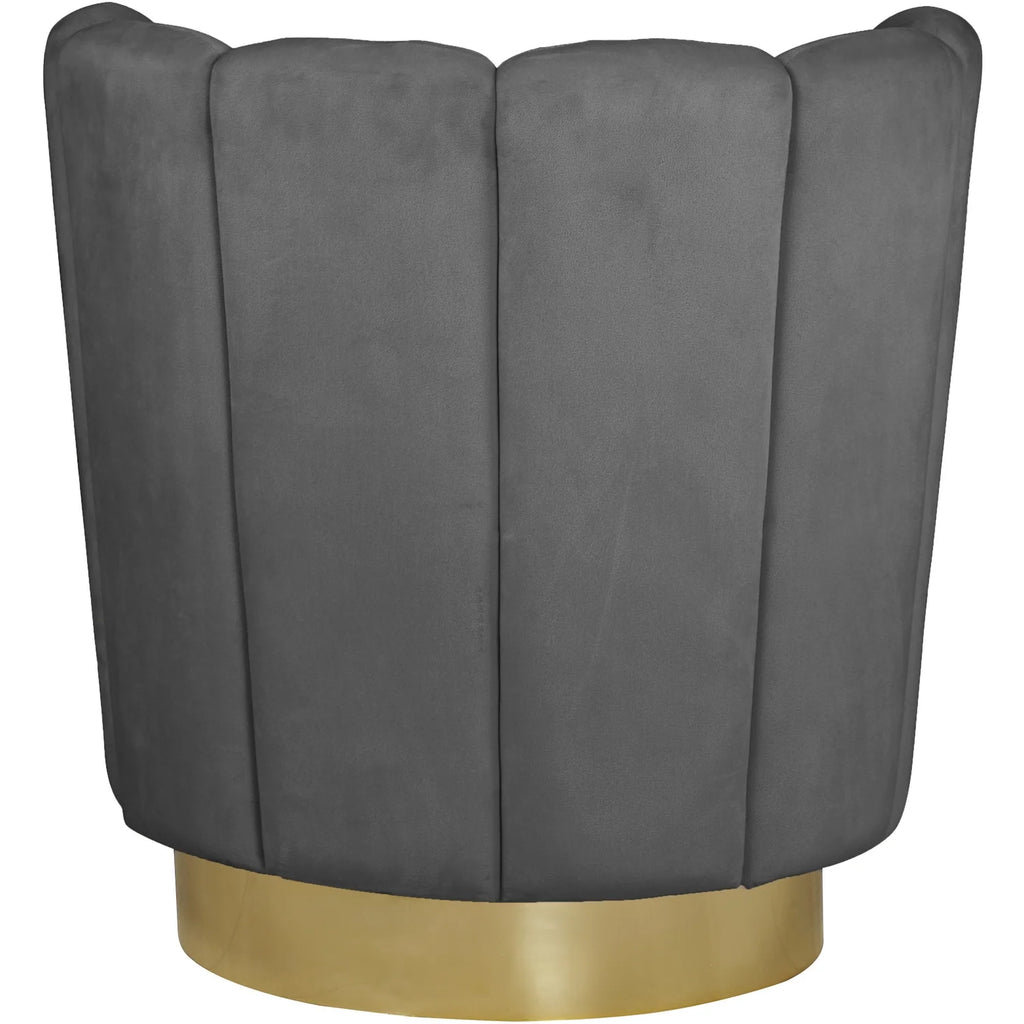 Velvet Upholstered Accent Chair with Gold Steel Swivel Base X7090