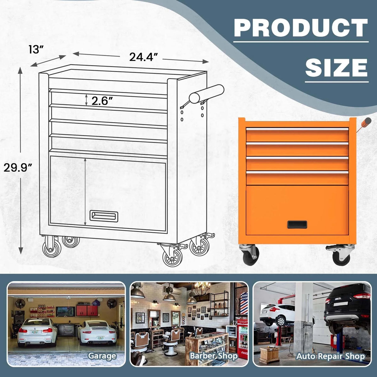 24-in Steel 4-Drawer Rolling Tool Chest F22237