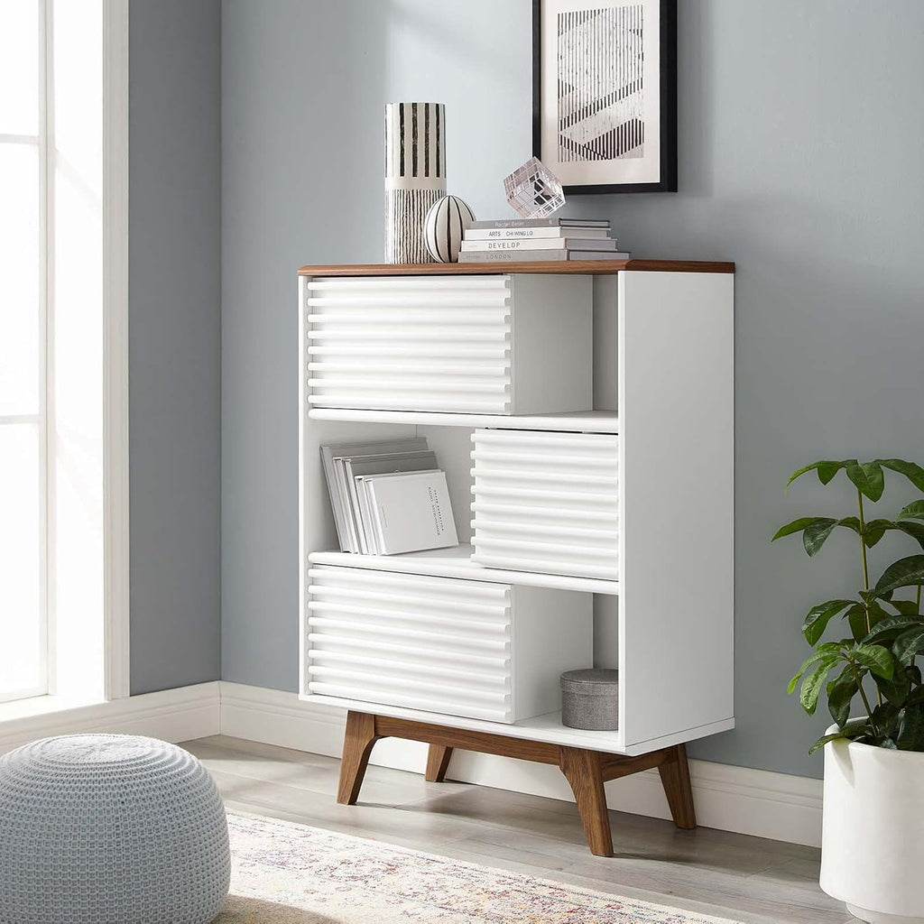 Walnut Three-Tier Display Storage Cabinet Stand A18209