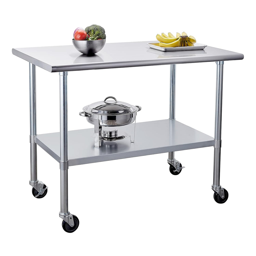 Stainless Steel Table 30 x 48 Inches with Caster Wheels D253273