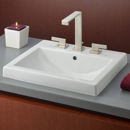 Vitreous China Rectangular Drop-In Bathroom Sink with Overflow T35459