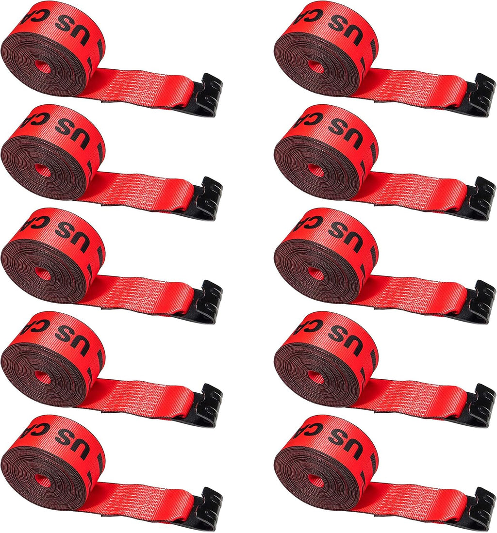 4 Inch x 30 Foot Red Winch Straps with Flat Hook 10 Pack N8974