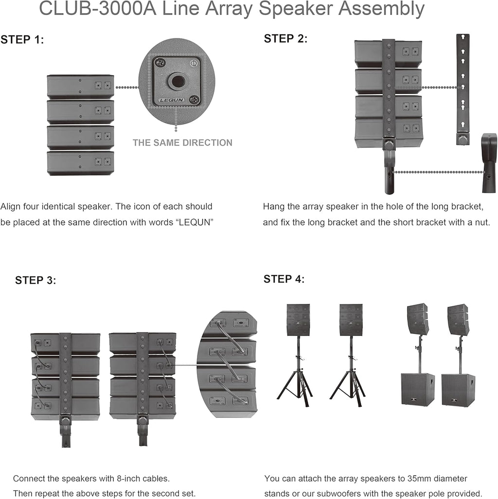 Powered PA Speaker System Combo Set with Subwoofers and Line Array Speakers S981757