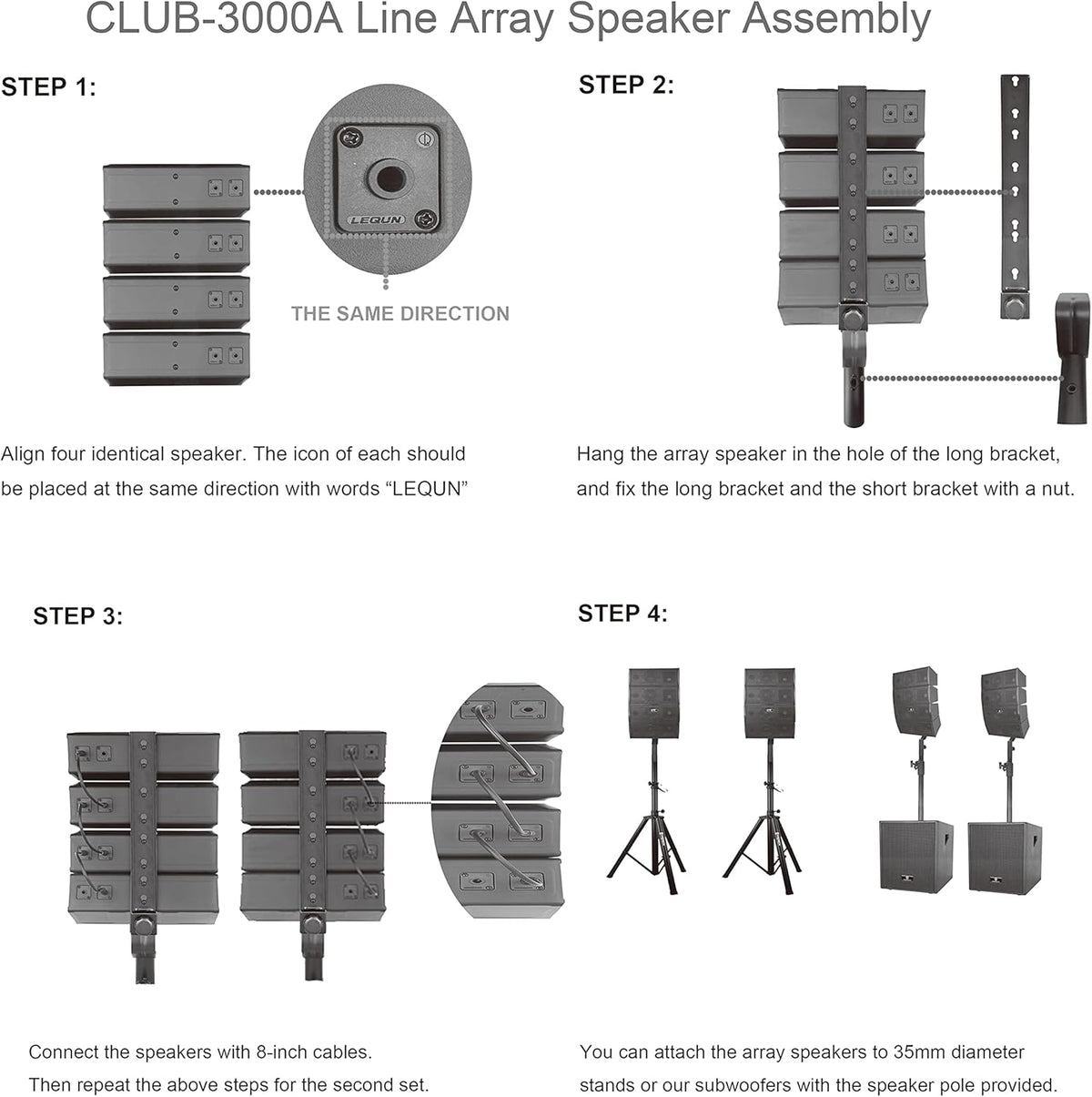 Powered PA Speaker System Combo Set with Subwoofers and Line Array Speakers S981757