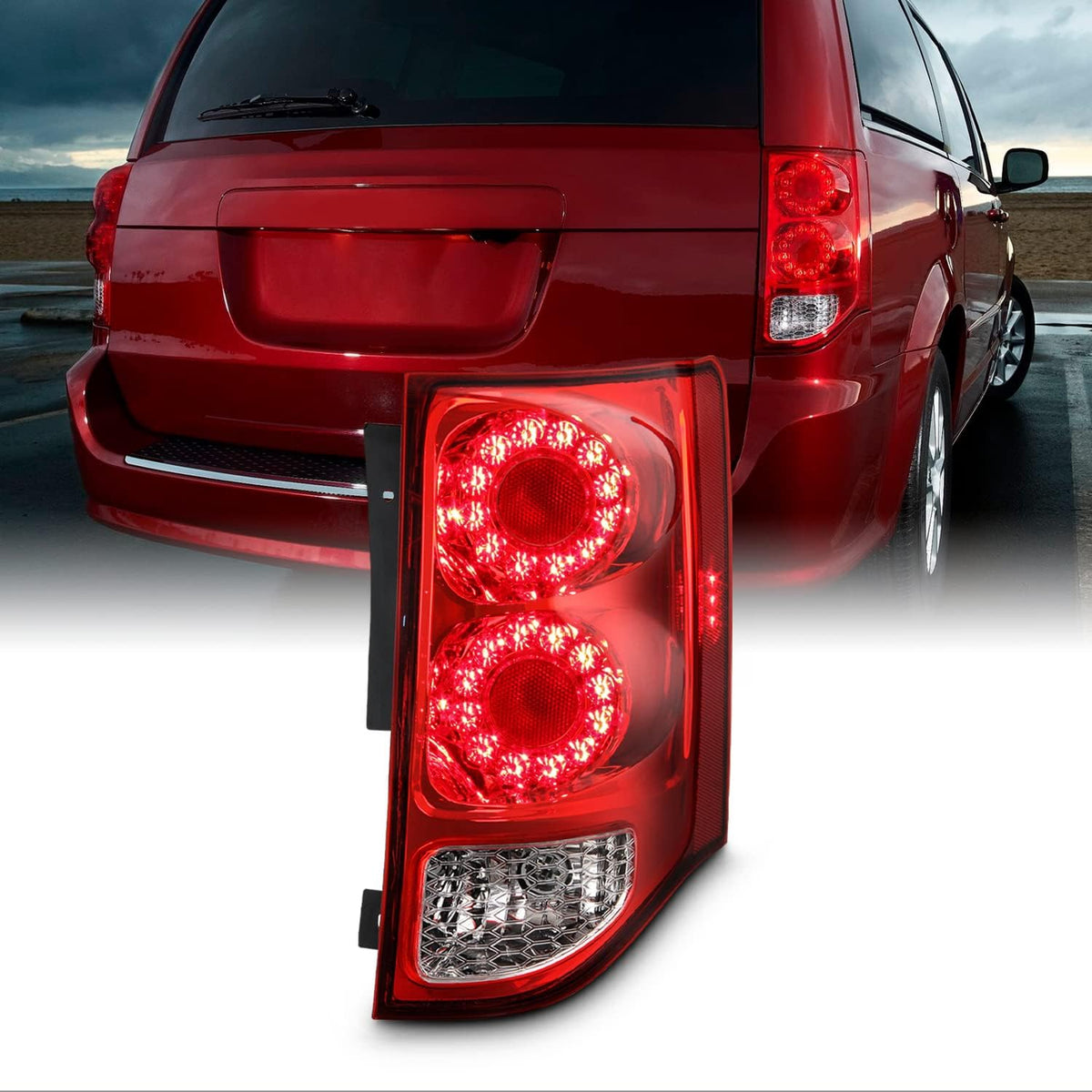 Chrome Red Clear Tail Brake Lights W710