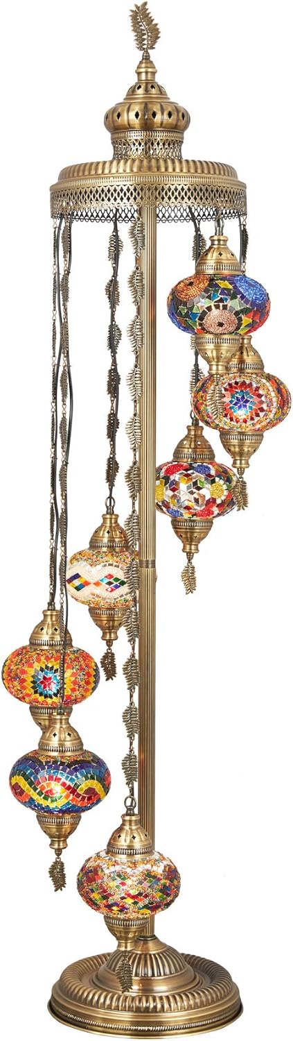 Turkish Moroccan Colorful Mosaic Multicolor Boho Floor Lamp R68410