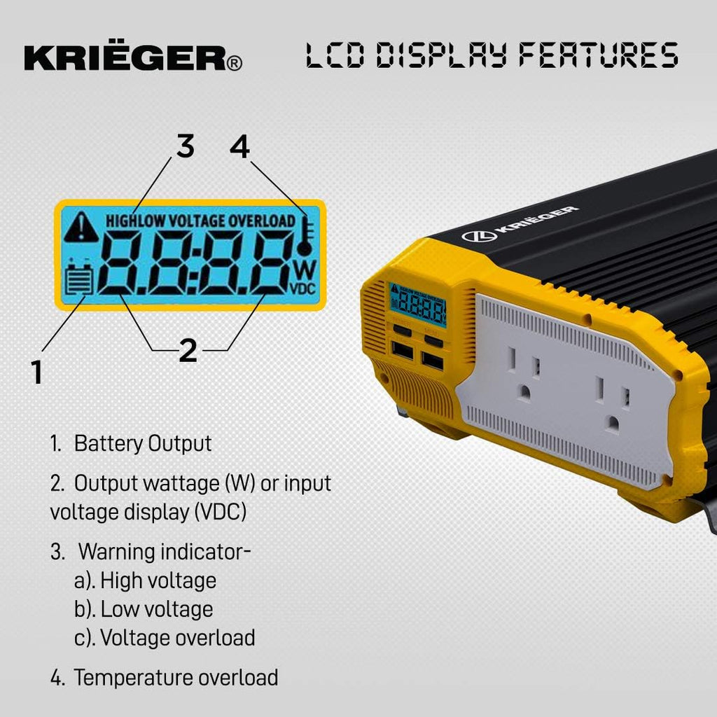2000 Watts 12V to 110V Modified Sine Wave Power Inverter N68588