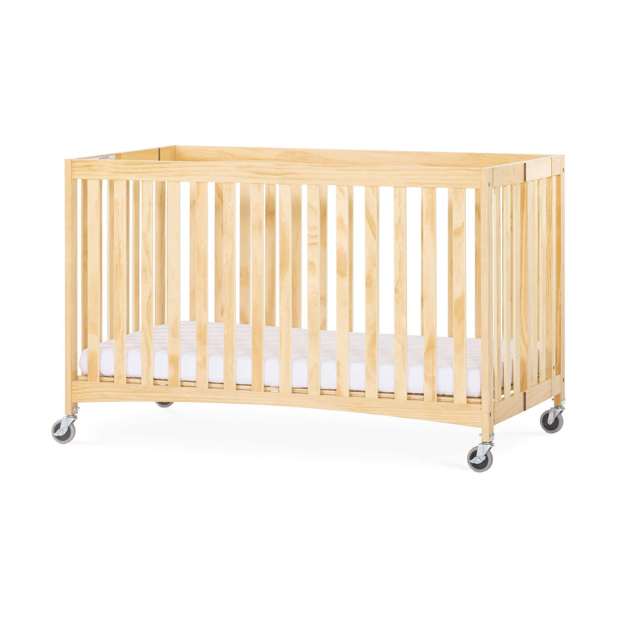 Full-Size Folding Wood Crib with Foam Mattress and Casters A736117