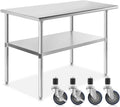 Stainless Steel Commercial Work Table with 4 Casters 48 in. x 24 in. D1135