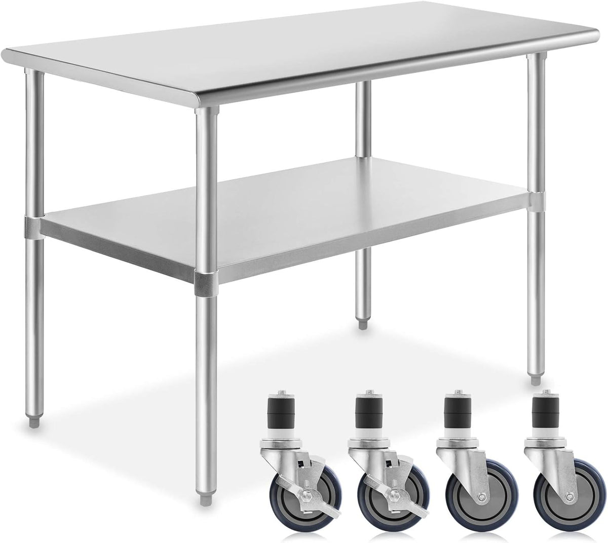 Stainless Steel Commercial Work Table with 4 Casters 48 in. x 24 in. D1135