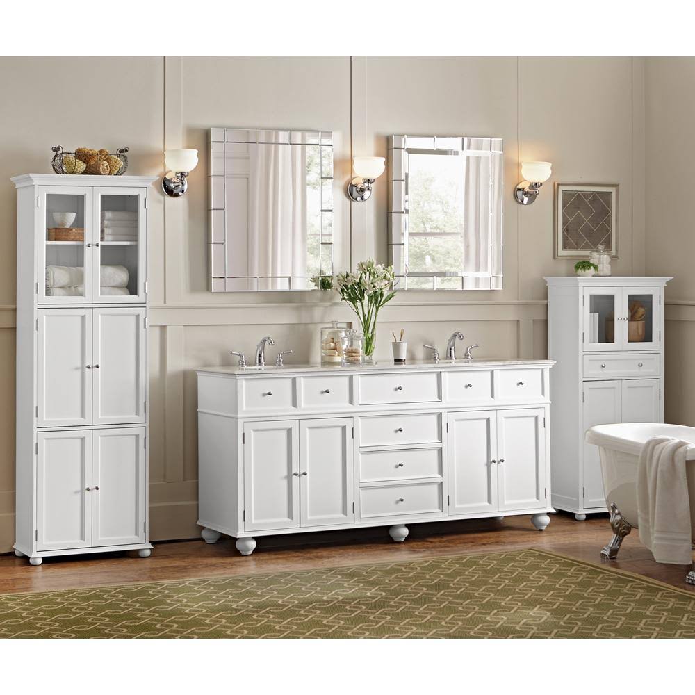 White Bathroom Linen Cabinet I725668