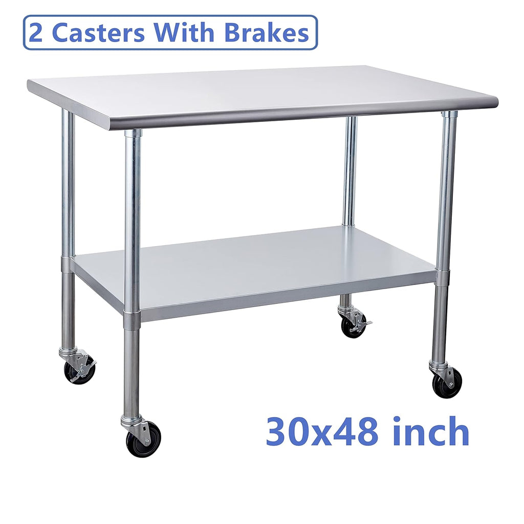 Stainless Steel Table 30 x 48 Inches with Caster Wheels D253273
