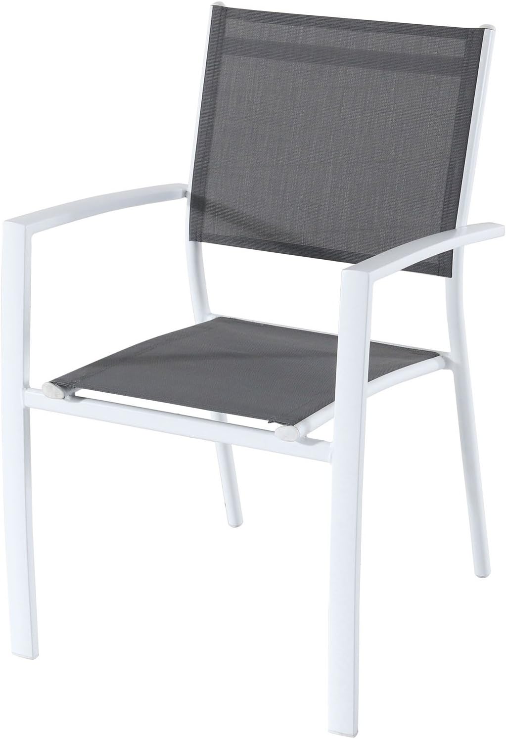 7-Piece Gray White Sling Chairs and Dining Table Outdoor Furniture V592576