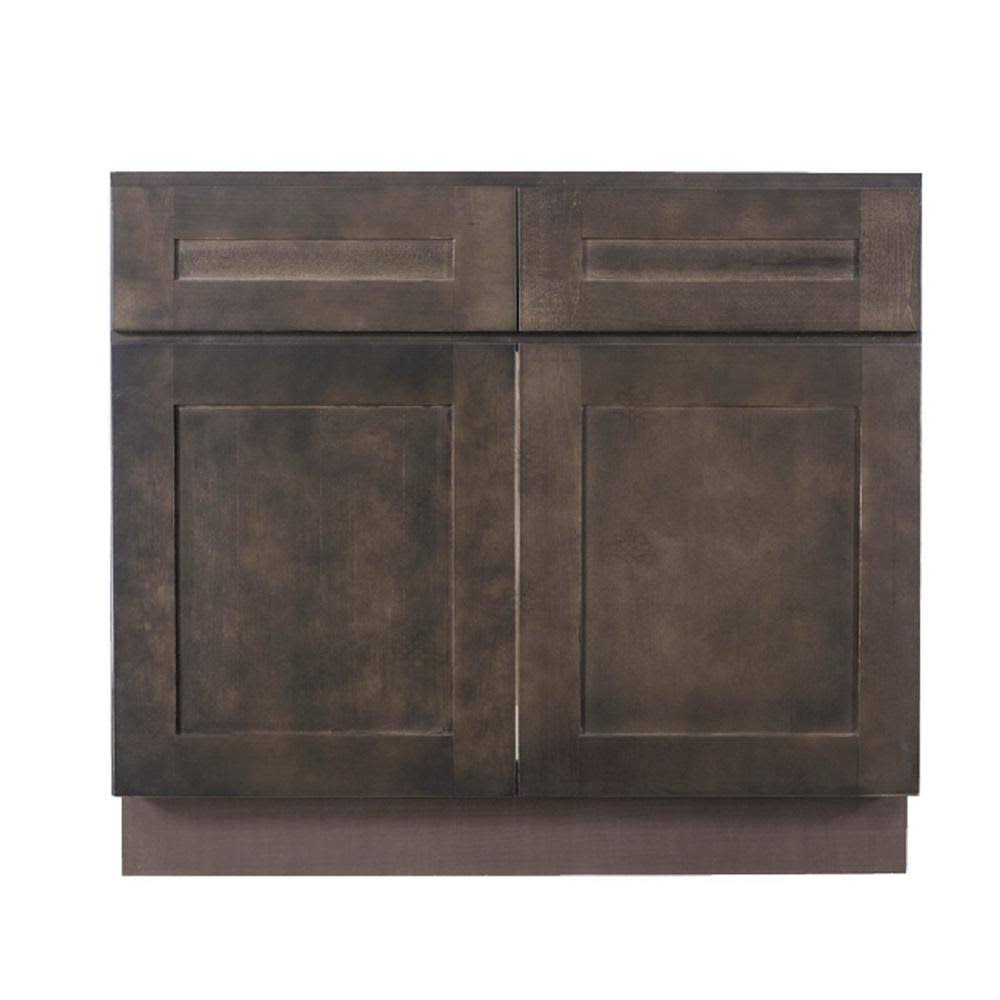 Assembled 39 in. x 34.5 in. x 24 in. Sink Base Cabinet with 2 Doors in Vintage Charcoal S277704