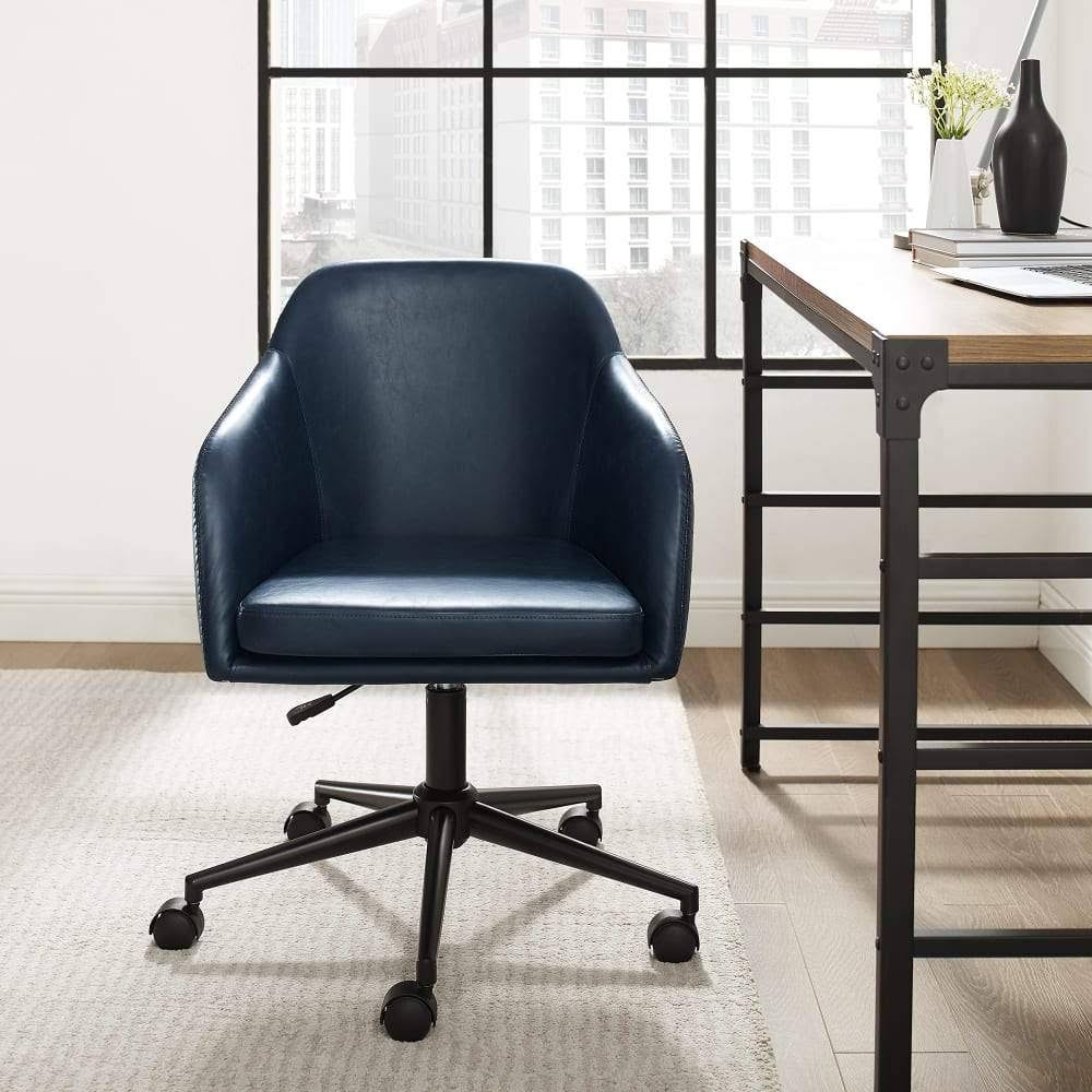 Navy Quilted Upholstered Swivel Task Chair S45499