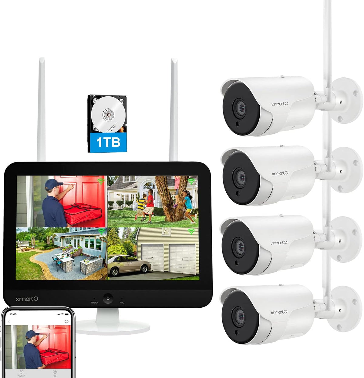 8CH Wireless Security Camera System with HD Monitor V726548